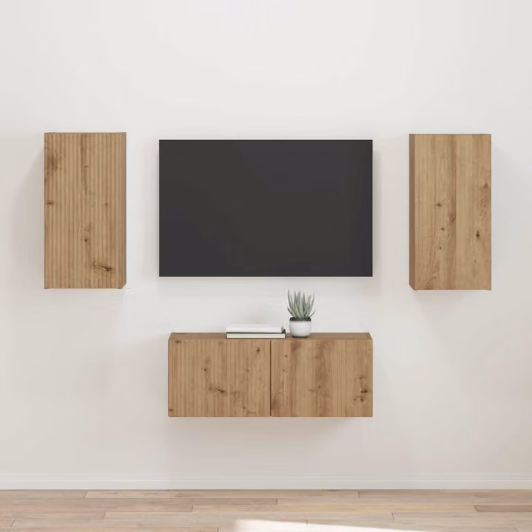 Set di 2 mobili TV moderni vidaXL in legno marrone per soggiorno