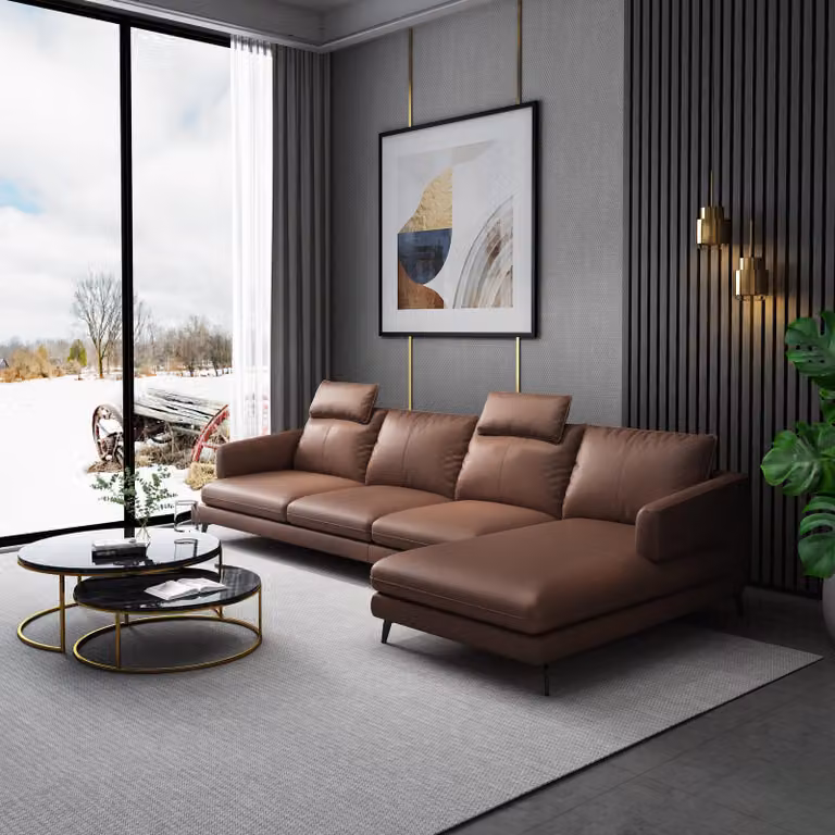 Sofa L-Form Ledersofa Couch Wohnlandschaft Ecksofa Garnitur Moderne Couchen