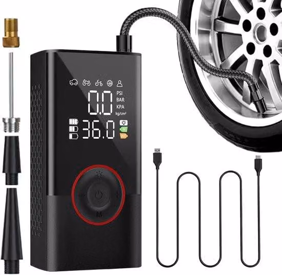 Compressore d'aria elettrico per pneumatici - Pompa digitale per pneumatici - 150 psi - Nero