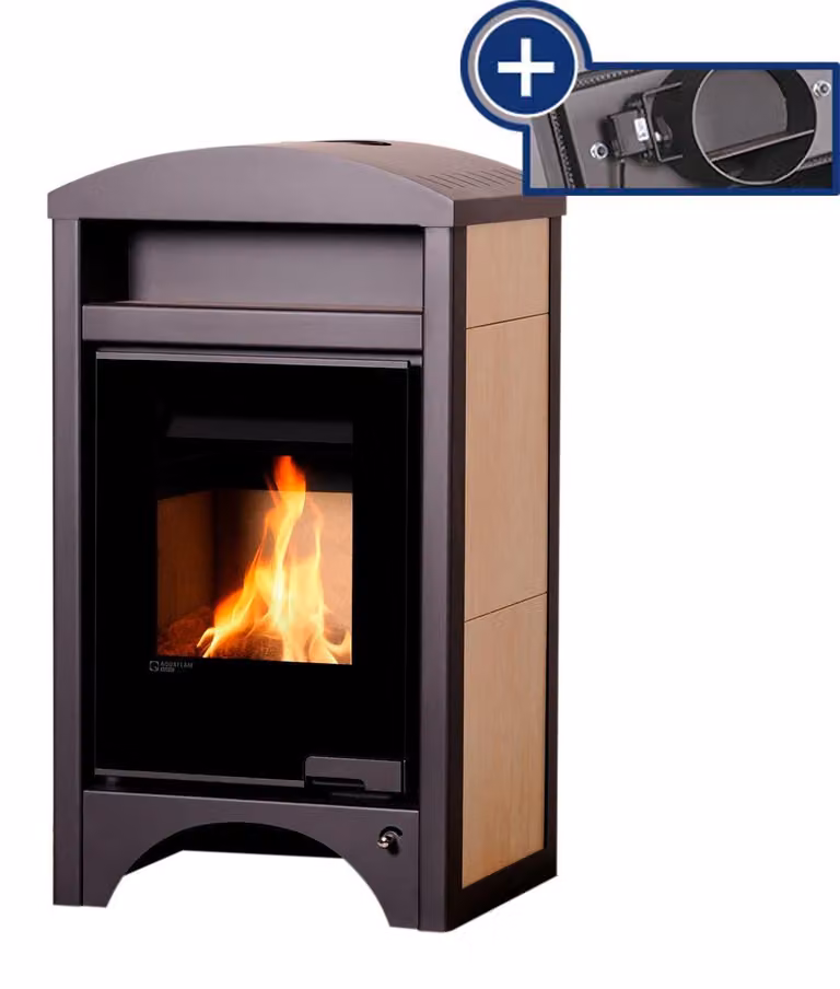Termocamino HS FLAMINGO AQUAFLAM VARIO BARMA 11/7 kW - Acero - controllo elettronico