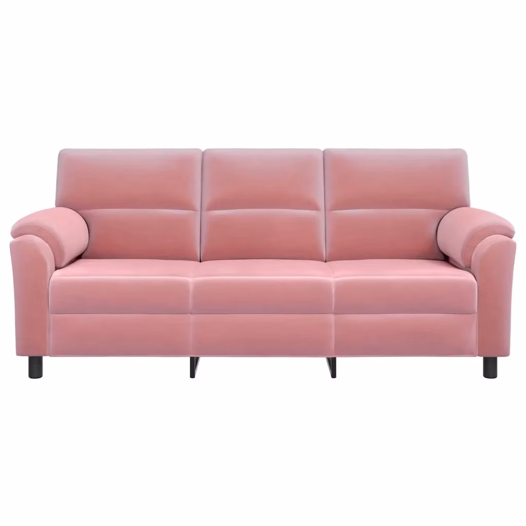 Divano moderno in velluto rosa vidaXL con struttura in metallo e coperture rimovibili L: 214 cm, P: 85 cm, H: 93 cm – 2
