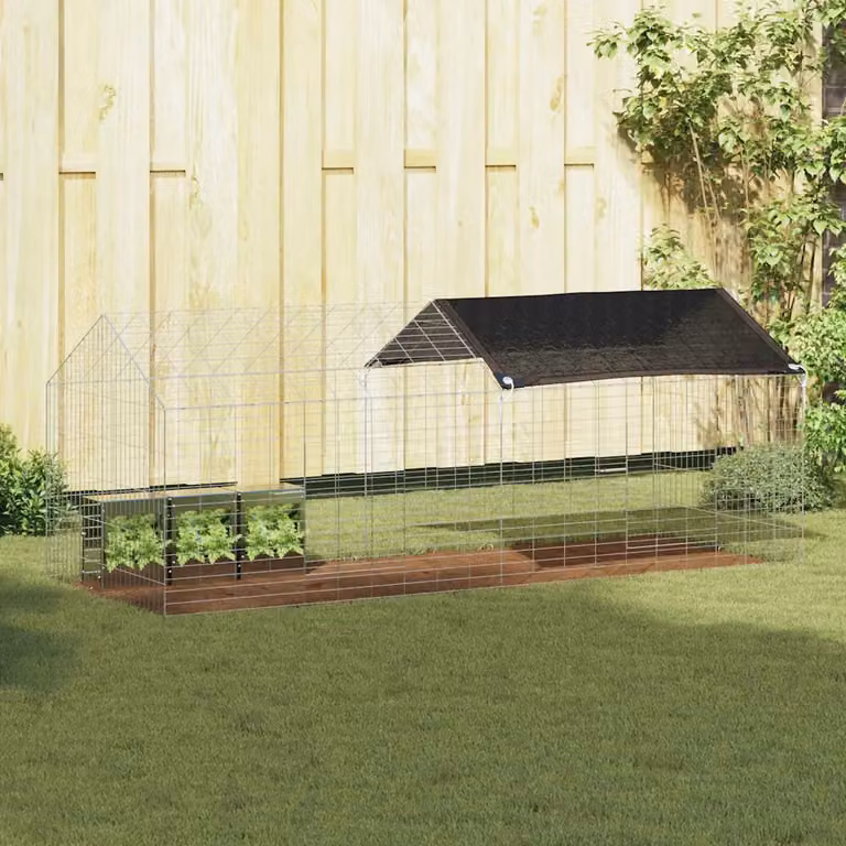 Gabbia per conigli vidaXL in acciaio zincato argento L: 200 cm, P: 78 cm, H: 78 cm