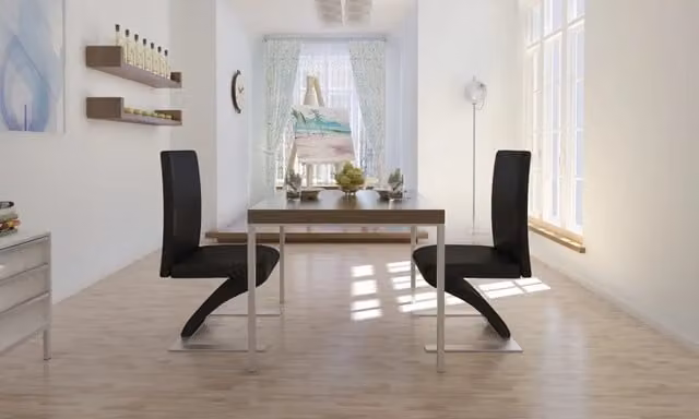 Sedie da Pranzo 2 pz Nere in Similpelle 240042