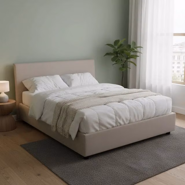 Letto Matrimoniale Arcan Talamo Italia con Contenitore a Alzata, Grigio, 160x200 cm
