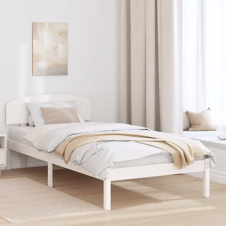 Struttura del letto in pino massello bianca vidaXL L: 200 cm, P: 100 cm, H: 74 cm