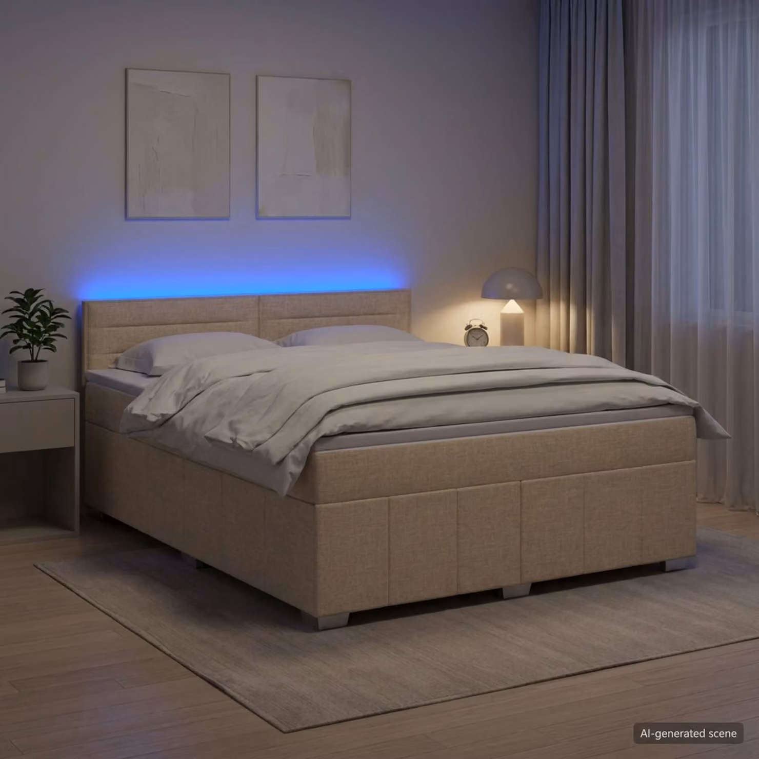 Letto box spring ibrido vidaXL con materasso a molle insacchettate, colore beige e bianco, L 140 x P 190 cm