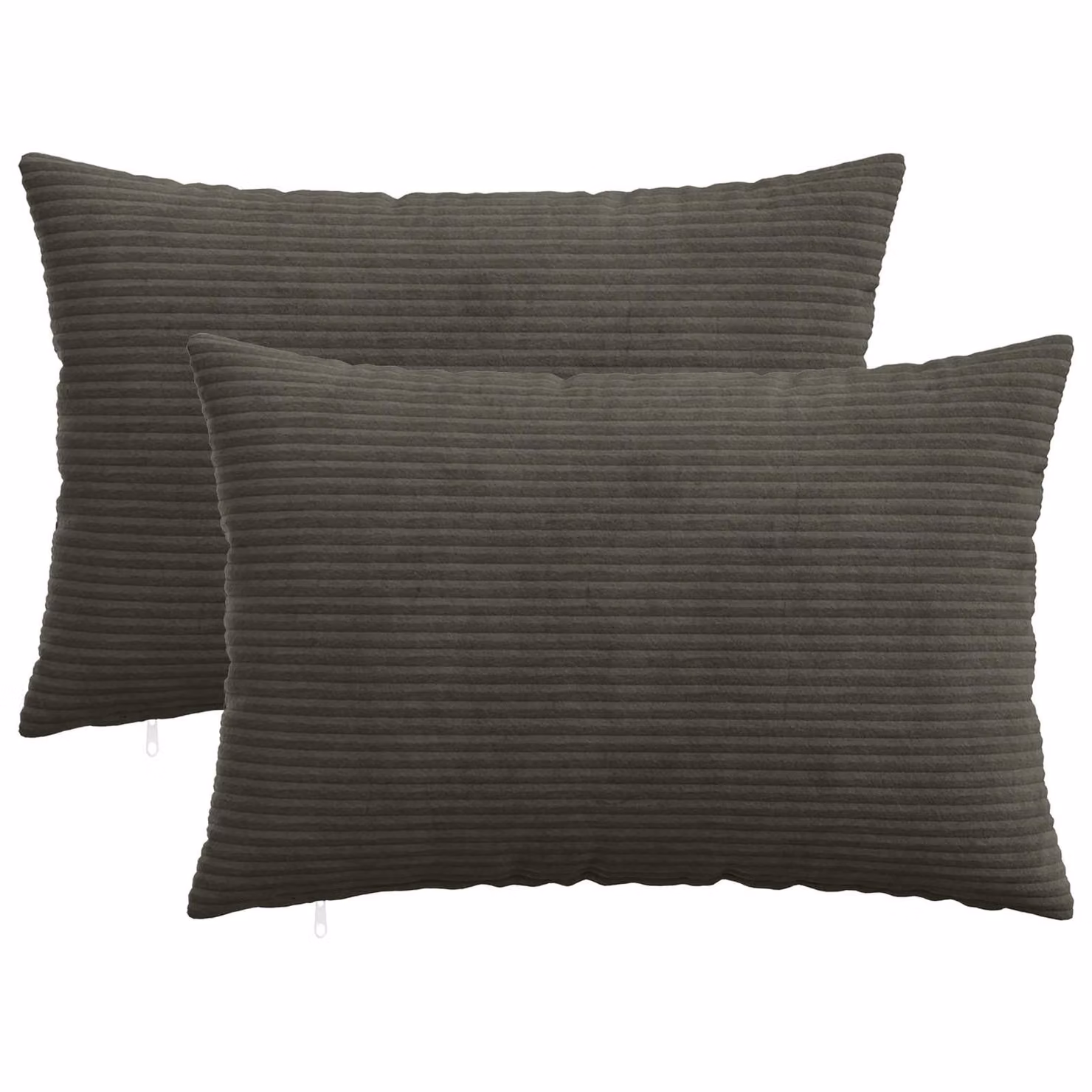 Set di 2 federe vidaXL HEERLEN in velluto a coste, colore antracite, L: 50 cm x P: 80 cm