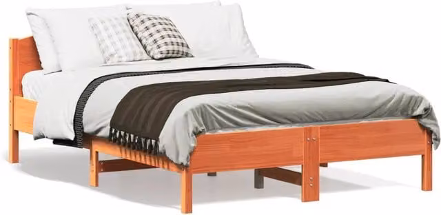 Struttura Letto in Legno di Pino Design Mania Colore Marrone Cera con Doghe Fisse L/P: 120 x 200 cm