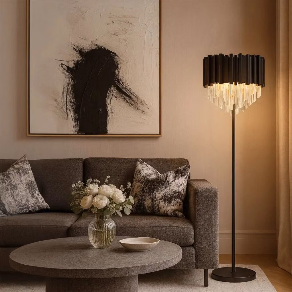 Lampada da tavolo moderna Toolight APP1715-3F in metallo e cristallo colore nero – 2
