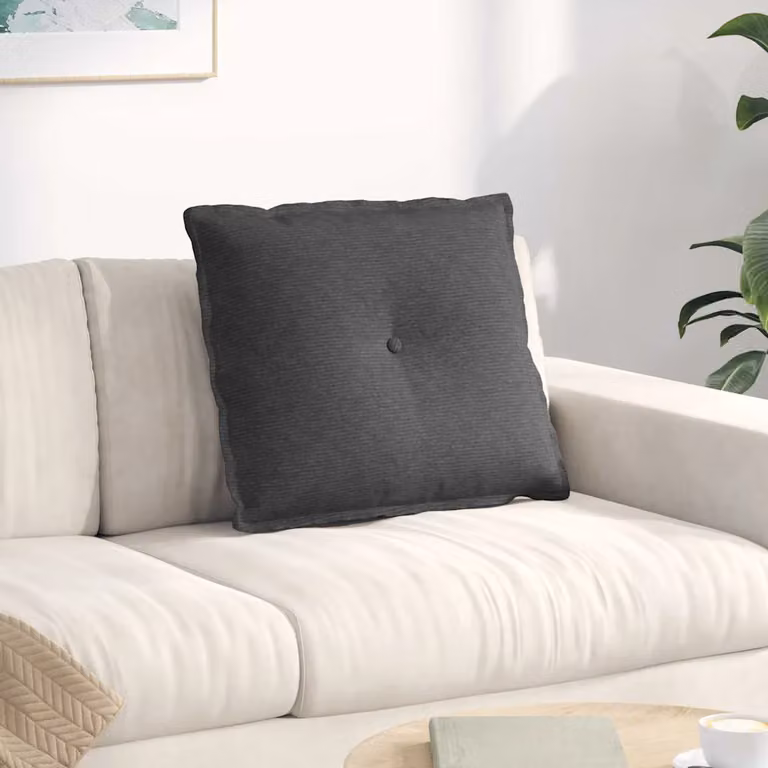 vidaXL Cuscino per Schiena Rettangolare in Velluto a Costine Grigio L: 60 cm, P: 50 cm, H: 19 cm