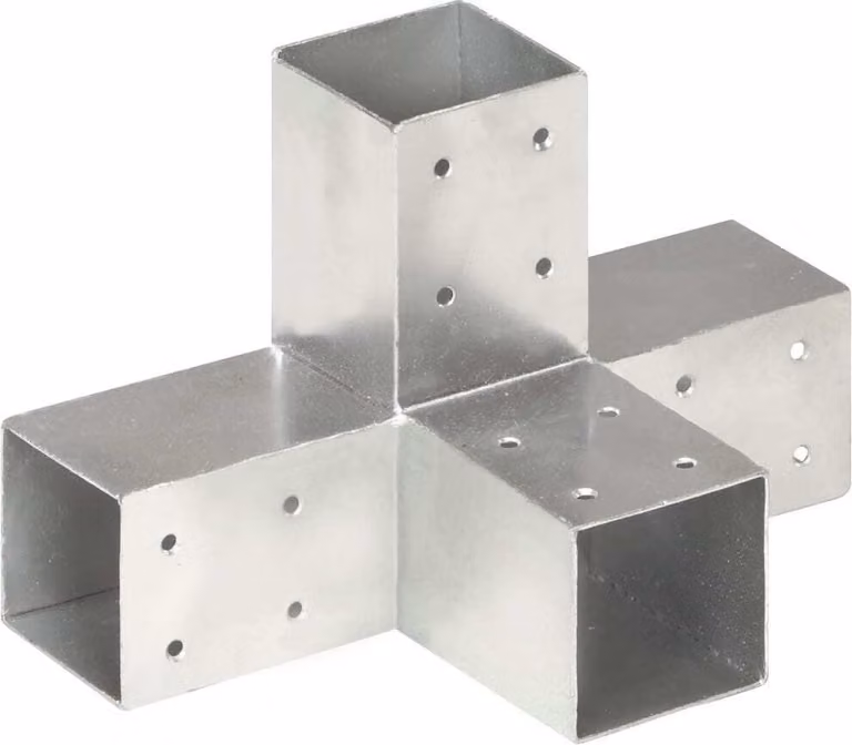 Connettori per Pali a Forma di X 4 pz in Metallo Zincato 71x71 mm