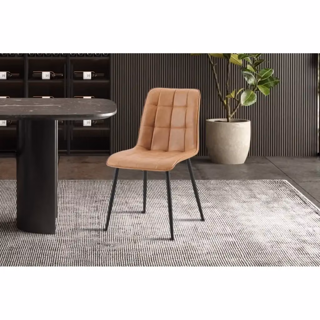 Set di 4 sedie MIREA Meublorama colore marrone con gambe in metallo e rivestimento in ecopelle per cucina e sala da pranzo – 2