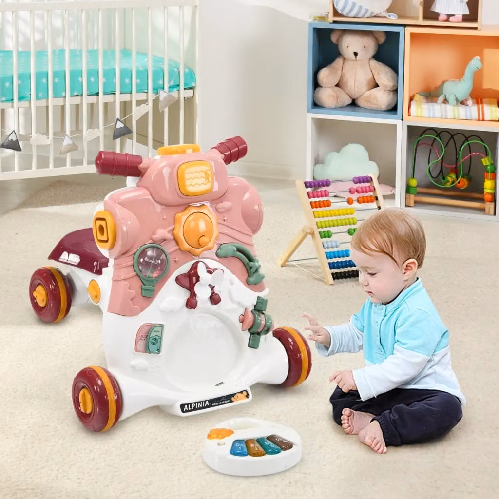 Centro attività 6 in 1 e carrellino primi passi in legno multicolore per bambini dai 6 ai 36 mesi – 2