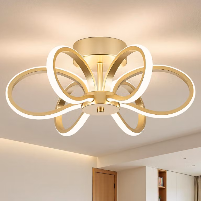 Lampada a soffitto a LED, diametro 40 cm, colore oro, materiale metallo, design a farfalla, 36W, temperatura di colore 4000K