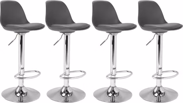 Set di 4 sgabelli da bar moderni IDMarket KARL in ecopelle grigia con seduta girevole a 360 gradi – 1