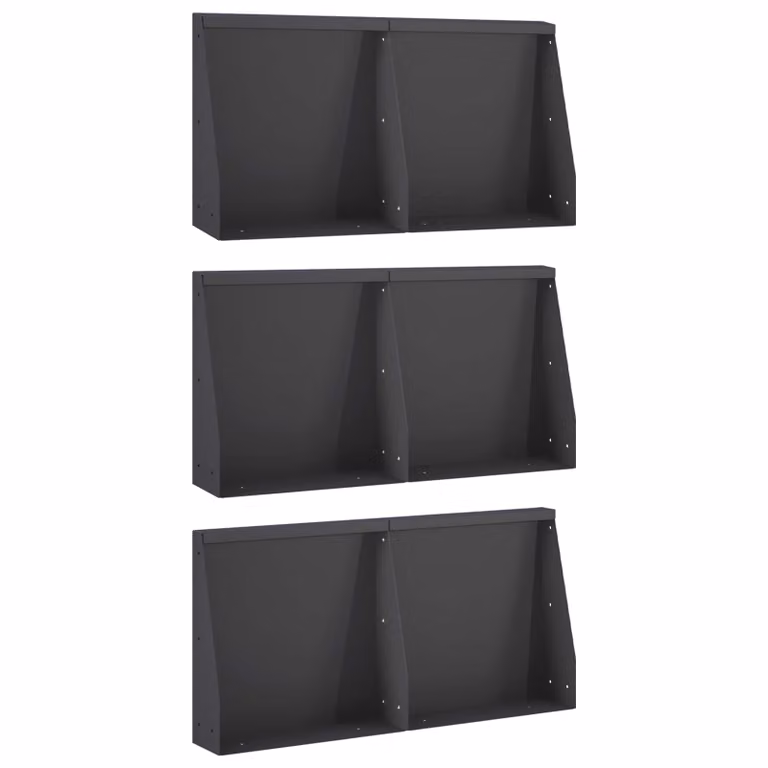 Set di 6 aiuole rialzate vidaXL in acciaio nero per giardino ornamentale, L: 40 cm, P: 12 cm, H: 30 cm
