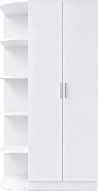 Armadio guardaroba moderno bianco con 2 ante, ripiani e cassetti integrati in MDF e metallo L/P/H: 90 x 55 x 170 cm – 1