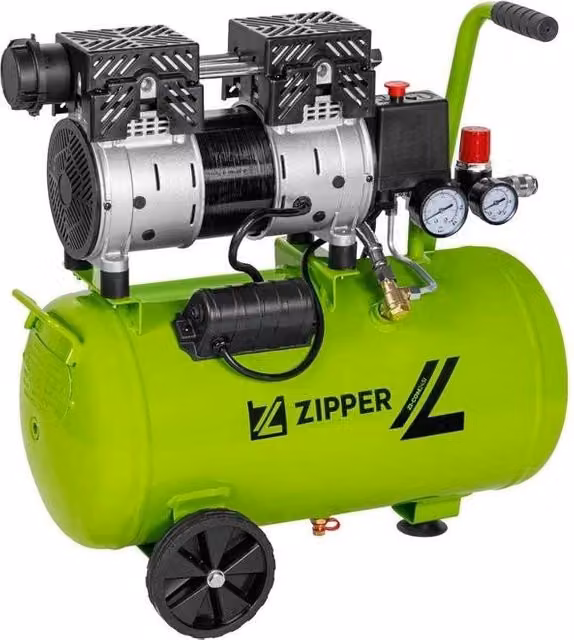 Compressore d'Aria Zipper ZI-COM24SI da 24 L, 750 W, 8 bar, Nero e Verde chiaro – 1