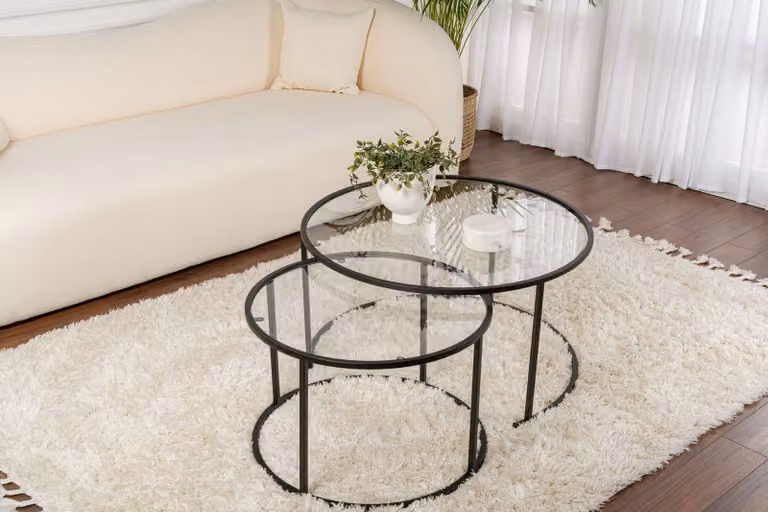 Skye Decor, Aurum - 80, 60 - Nero, Trasparente, Set tavolino, Nero, 100% metallo, 80 x 80 x 43 cm
