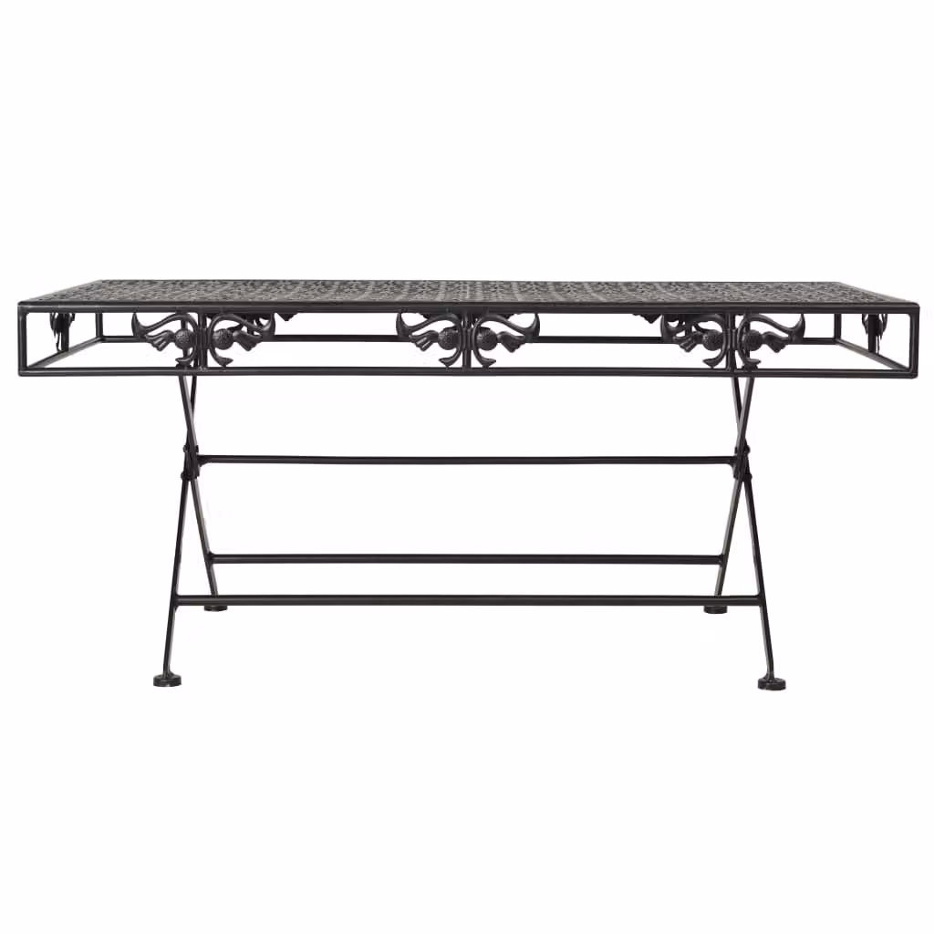 Tavolino da Salotto Pieghevole Vintage Metallo 100x50x45cm Nero