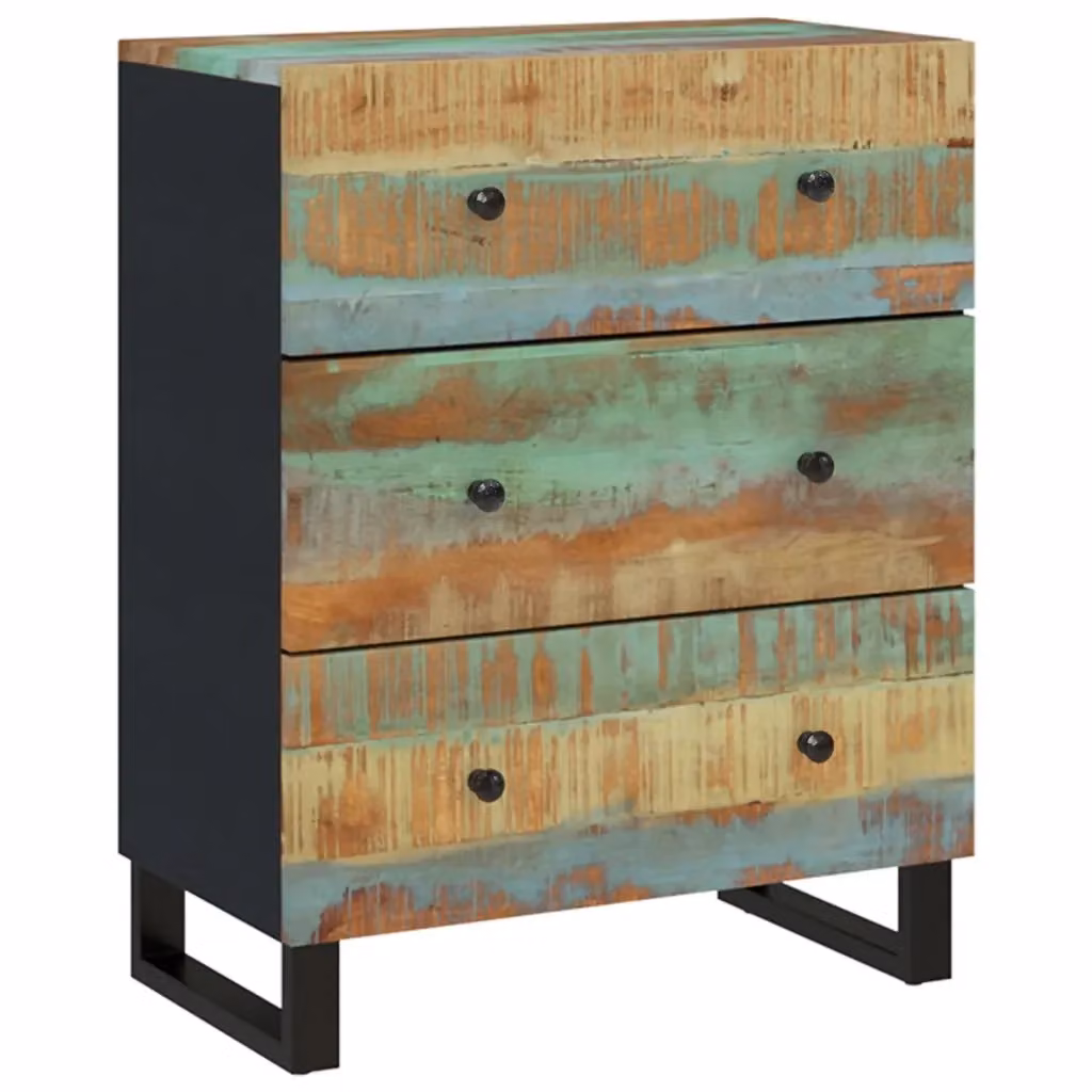 Credenza in legno massello di recupero e metallo stile industrial vidaXL L/P/H: 60 x 33 x 75 cm – 2