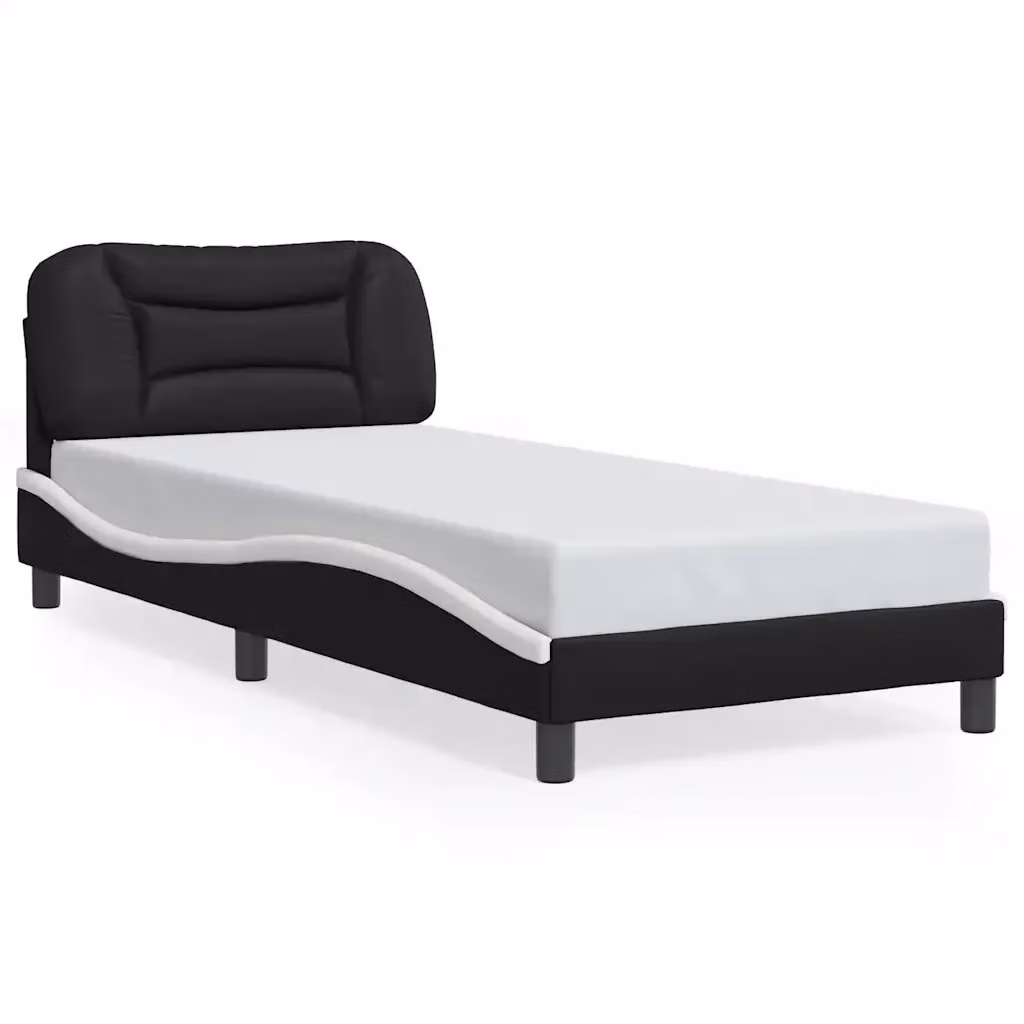 Struttura Letto Hvar Design Mania in Similpelle Nero e Bianco 80x200 cm – 2