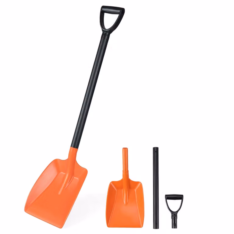Pala da neve COSTWAY, pala da neve lunga 111 cm con impugnatura ergonomica e manico in alluminio, spazzaneve per vialetti, gioco del pupazzo di neve, arancione