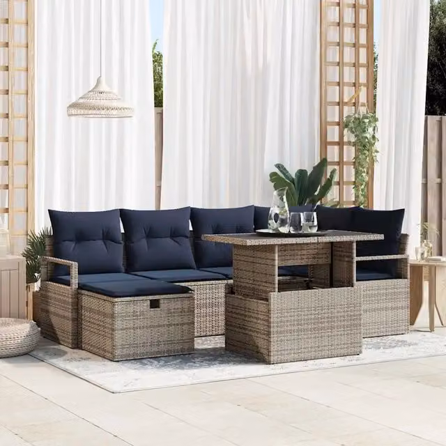 Set Divano da Giardino 7 pz polyrattan 3359802