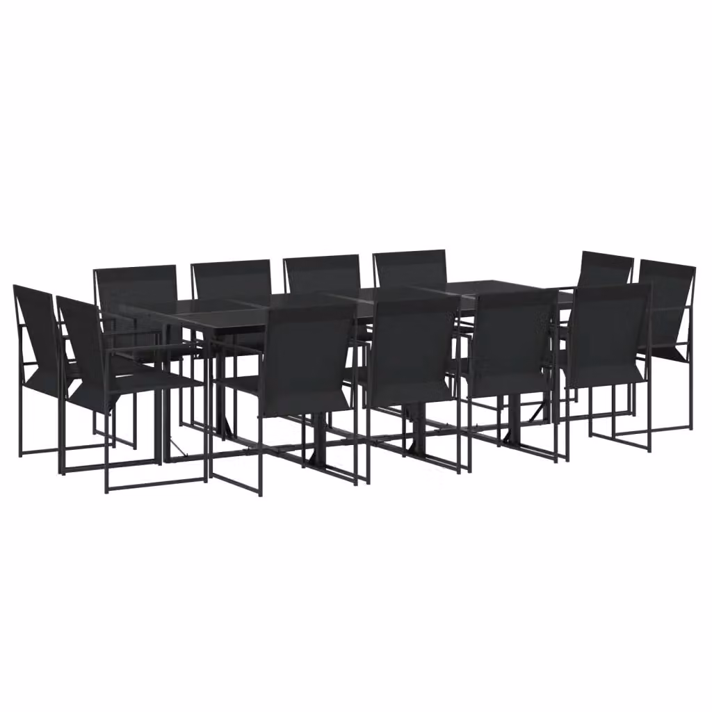 vidaXL Set da Pranzo da Giardino Moderno in Metallo e Vetro Nero, 13 Pezzi – 2