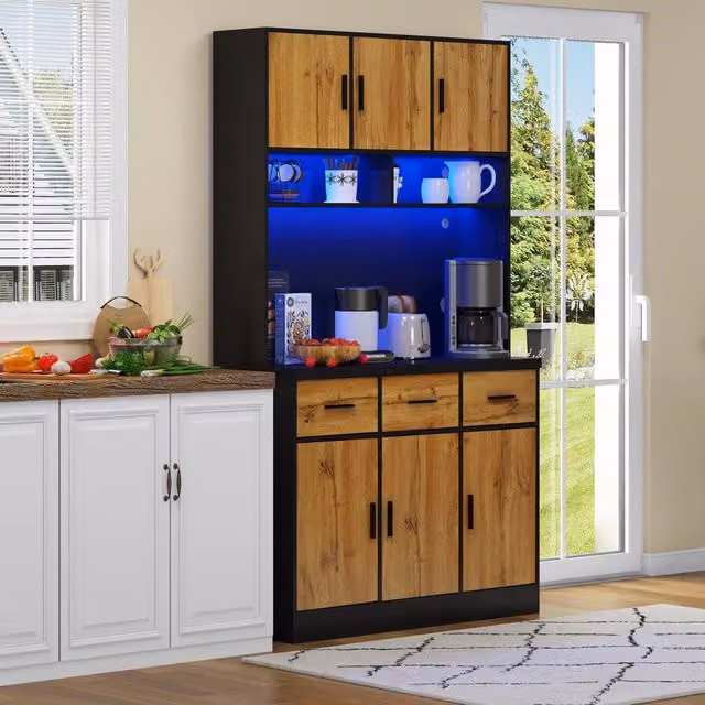 Buffet con LED e App ¨C Xylo ¨C Cassetti, Ripiani, Prese, 100x40x180cm