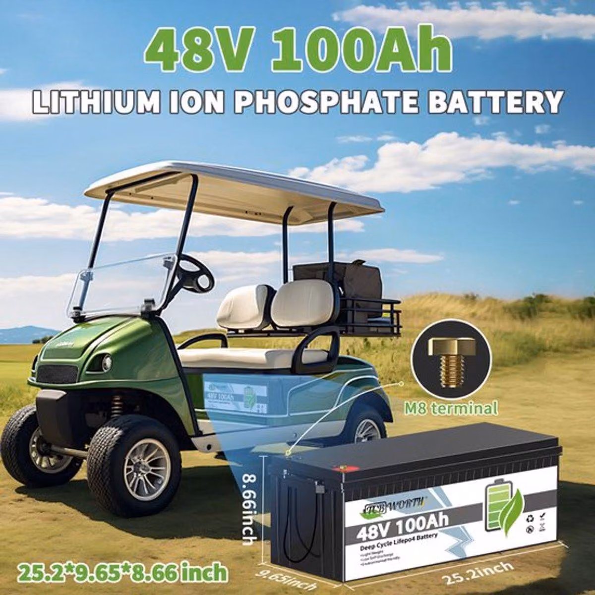 Batteria al litio - 48V 100Ah LiFePO4 - 5120Wh di energia - Alloggiamento in acciaio inossidabile - Batteria