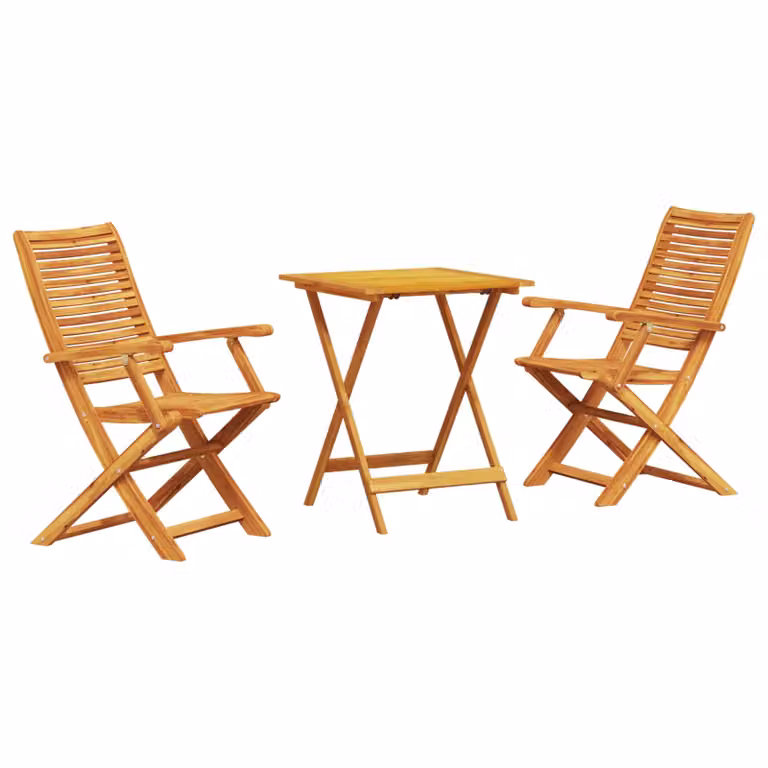 Set Bistro Pieghevole vidaXL in Legno di Acacia Massello Marrone 3 Pezzi