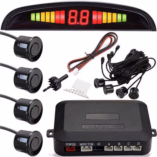 Sistema di parcheggio con 4 sensori - Display LCD - Allarme acustico - Design wireless