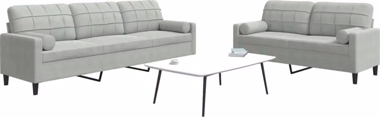 Maison Exclusive - Set divano a 2 posti con cuscini e poggiatesta in velluto grigio chiaro
