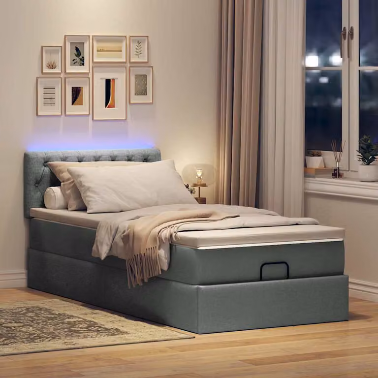 Maison Exclusive - Pouf Letto con Materasso e LED Grigio Scuro 90x200 cm Tessuto