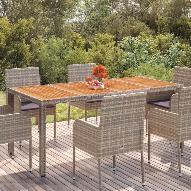 Tavolo da Giardino Piano in Legno Grigio 190x90x75cm Polyrattan 319906