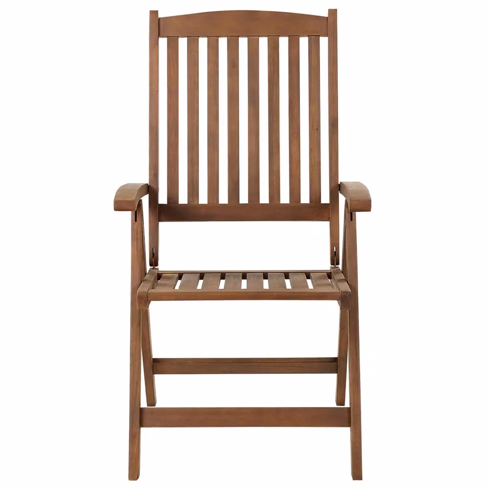Sedia da giardino Beliani in legno di acacia oliato marrone con braccioli in stile rustico – 2