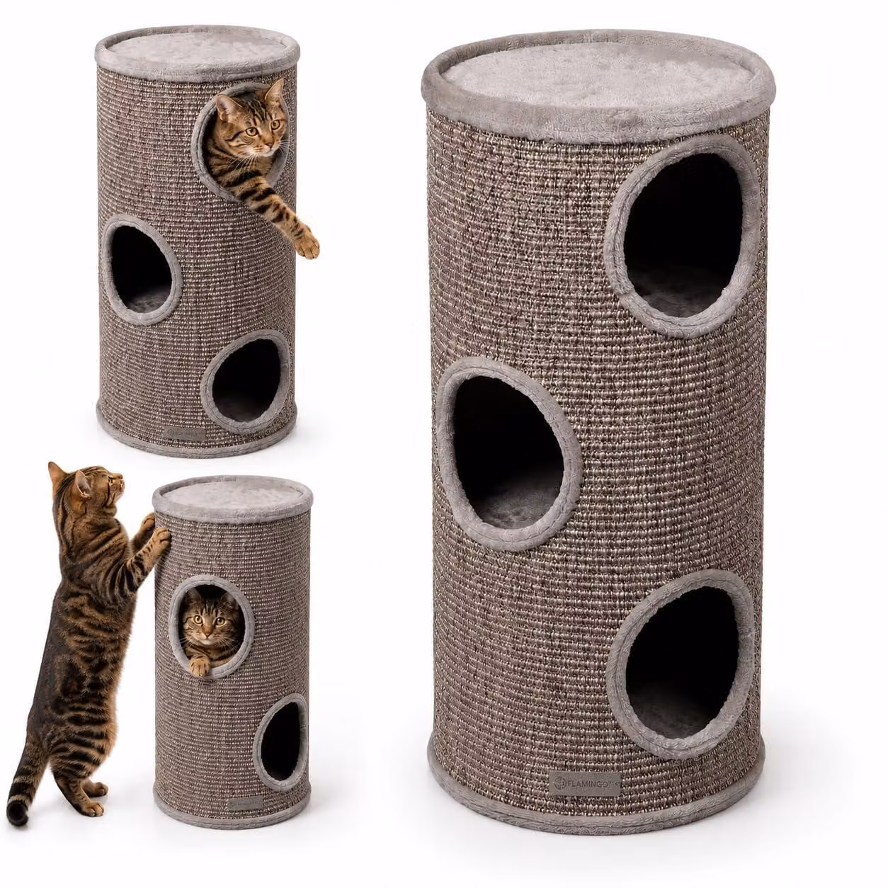 Albero per gatti – Flamingo Greta M – 70 cm – diametro 36 cm – sisal e peluche – confezione da 3