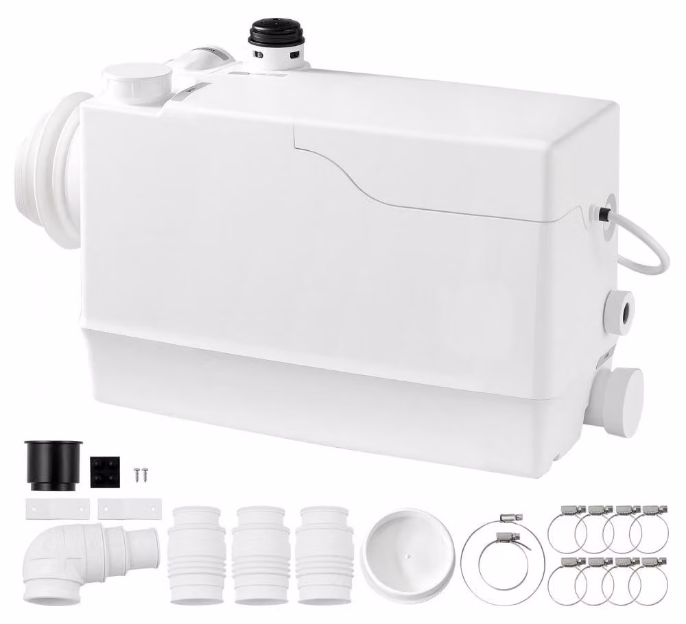 Stazione di pompaggio per acque reflue, pompa Vermaler: - Potenza: 800 W - Capacità: 12000 L/ora - Altezza di sollevamento: 10 metri - Colore: Bianco, design compatto