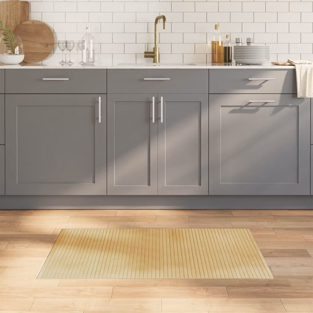Tappeto rettangolare moderno vidaXL in bambù e polipropilene, colore beige, L: 60 cm, P: 100 cm