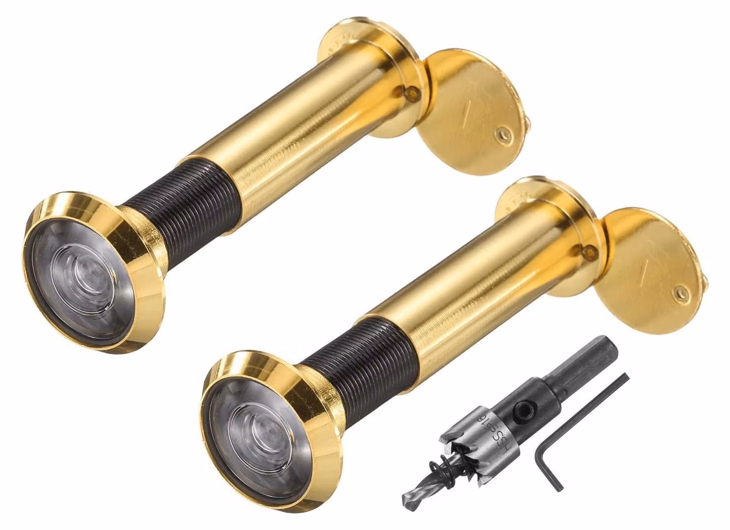 Spioncino per porte, confezione da 2, con set di foratura, angolo di visione ampio (200 gradi), protezione della privacy a infrarossi, colore oro