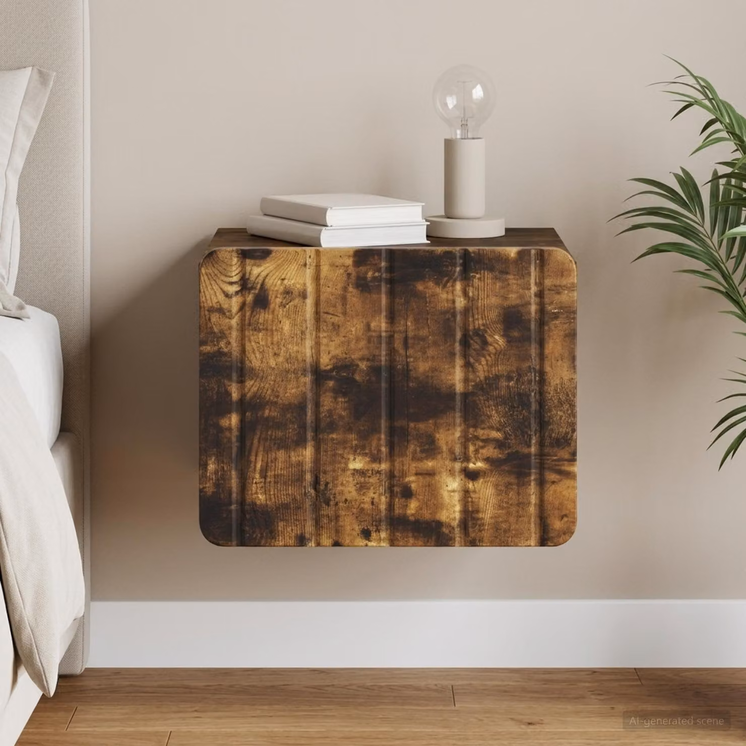 vidaXL Mobiletto da notte sospeso moderno Rovere Fumo L 33 cm x P 34,5 cm x H 24 cm