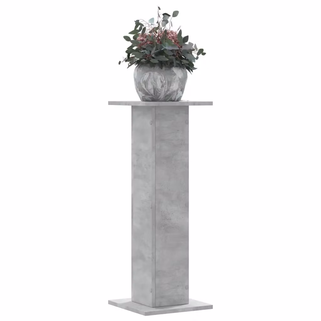 Set di 2 supporti per piante vidaXL in truciolato, colore grigio cemento, L/P/H: 30 x 30 x 80 cm