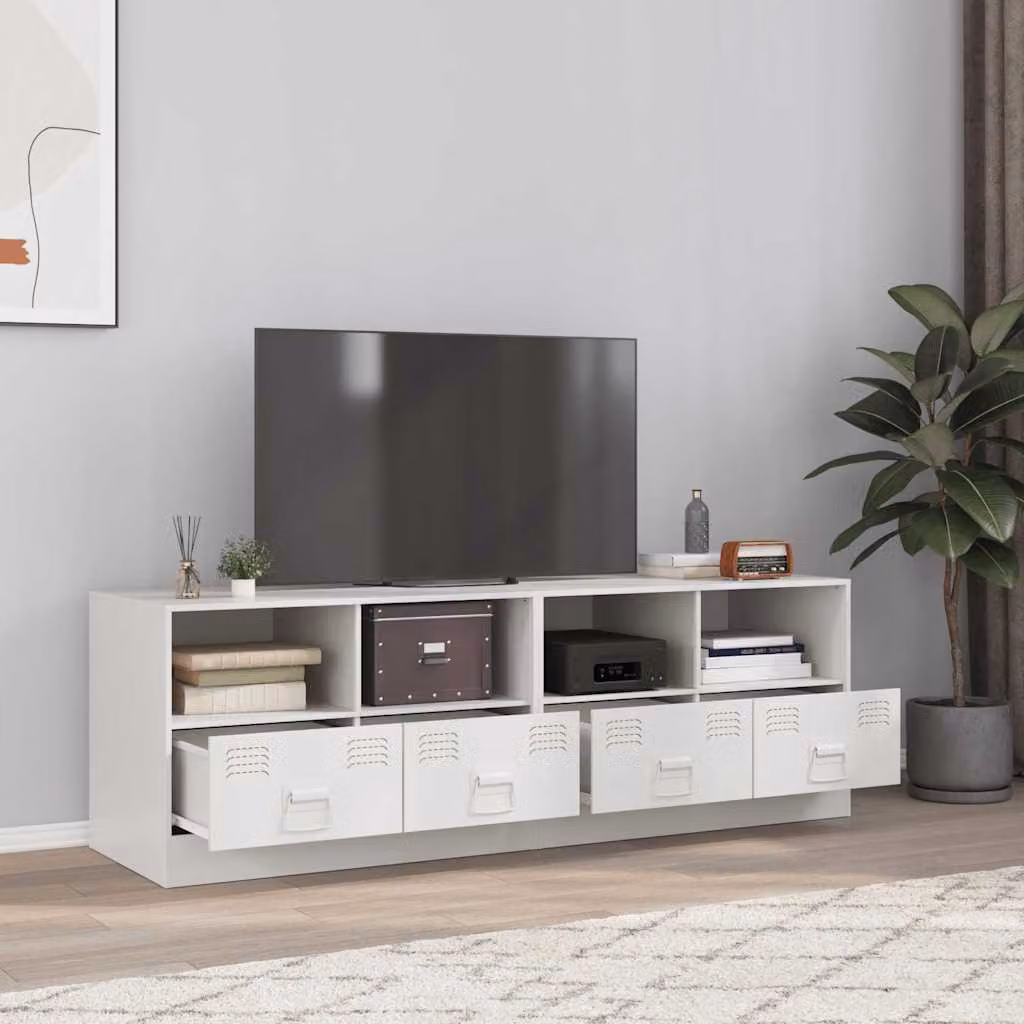 Set di 2 mobili TV moderni vidaXL in acciaio bianco L 67 cm x P 39 cm x H 44 cm