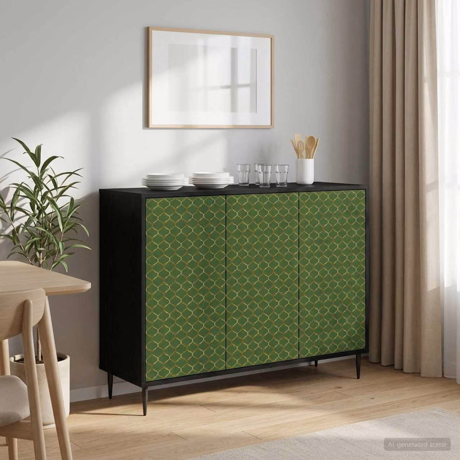 Credenza moderna vidaXL GELEEN in rovere nero, L: 102 cm, P: 33 cm, H: 76 cm