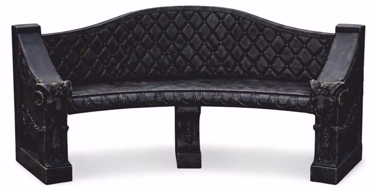 Casa Padrino Panchina da giardino barocca in cemento nero 196 cm - Mobili barocchi da giardino e terrazza