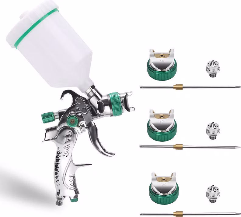Pistola di verniciatura HVLP Jopassy con bottiglia a spruzzo 3xnozzle 600ml pistola di verniciatura 140L/min 0.35Mpa