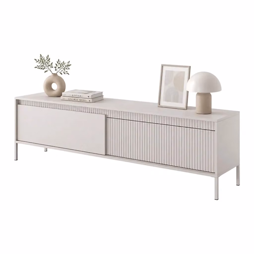 Mobile porta TV Kami DMORA con un ripiano, beige, L: 187 cm, P: 40 cm, H: 53 cm – 2