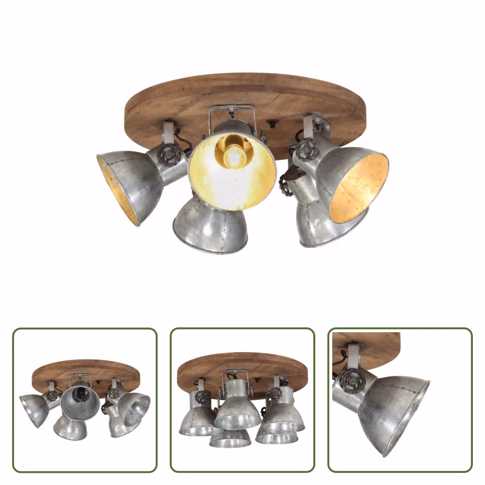 The Living Store Lampada da soffitto 25 W argento vintage 50x50x25 cm E27