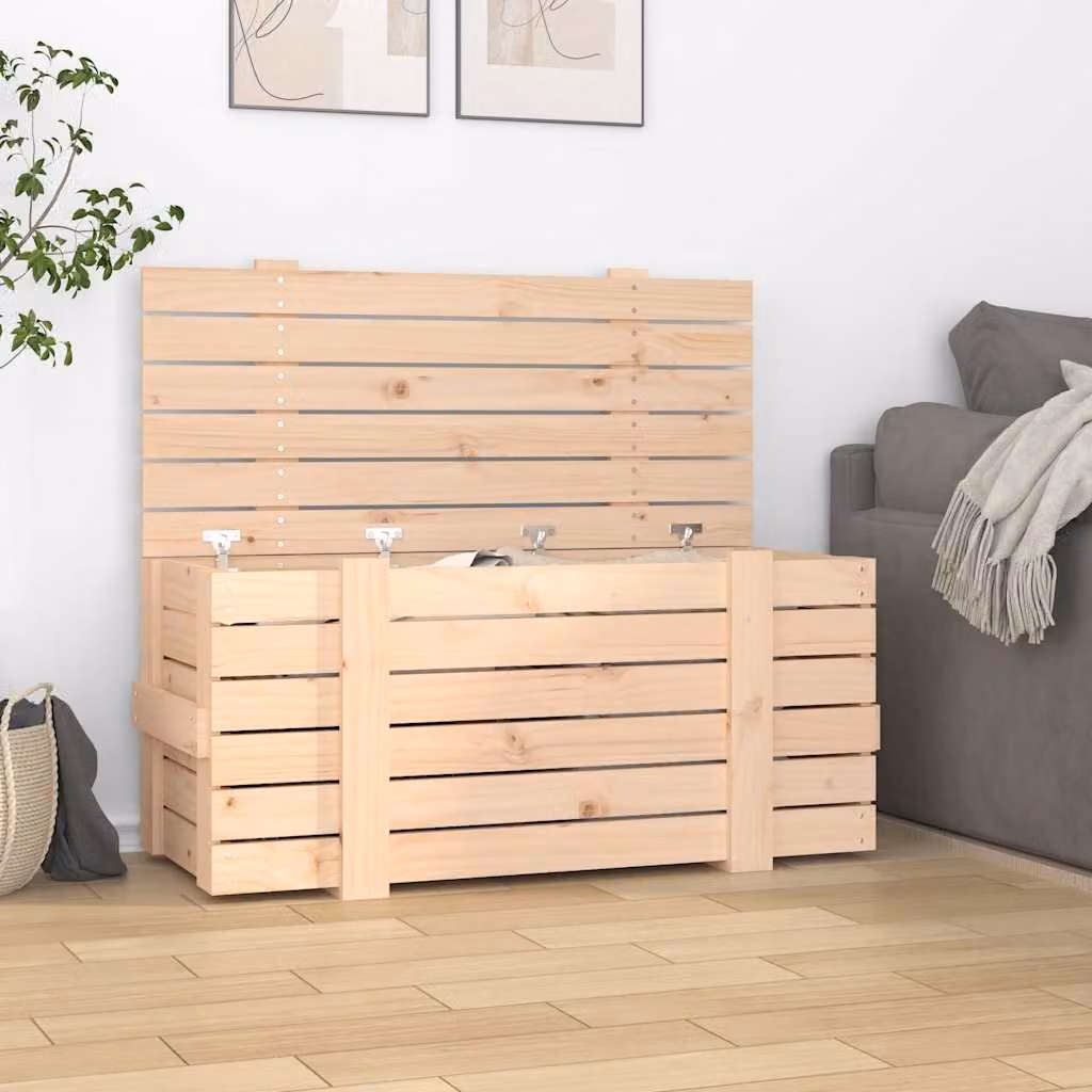 Contenitore Portaoggetti vidaXL in Legno Massello di Pino, Colore Marrone/Beige, L 91 cm x P 40,5 cm x H 42 cm